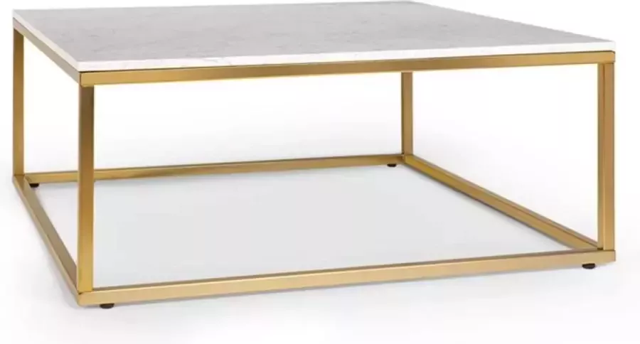 Besoa White Pearl II koffietafel 81 5x35x81 5cm (BxHxD) marmer goud wit
