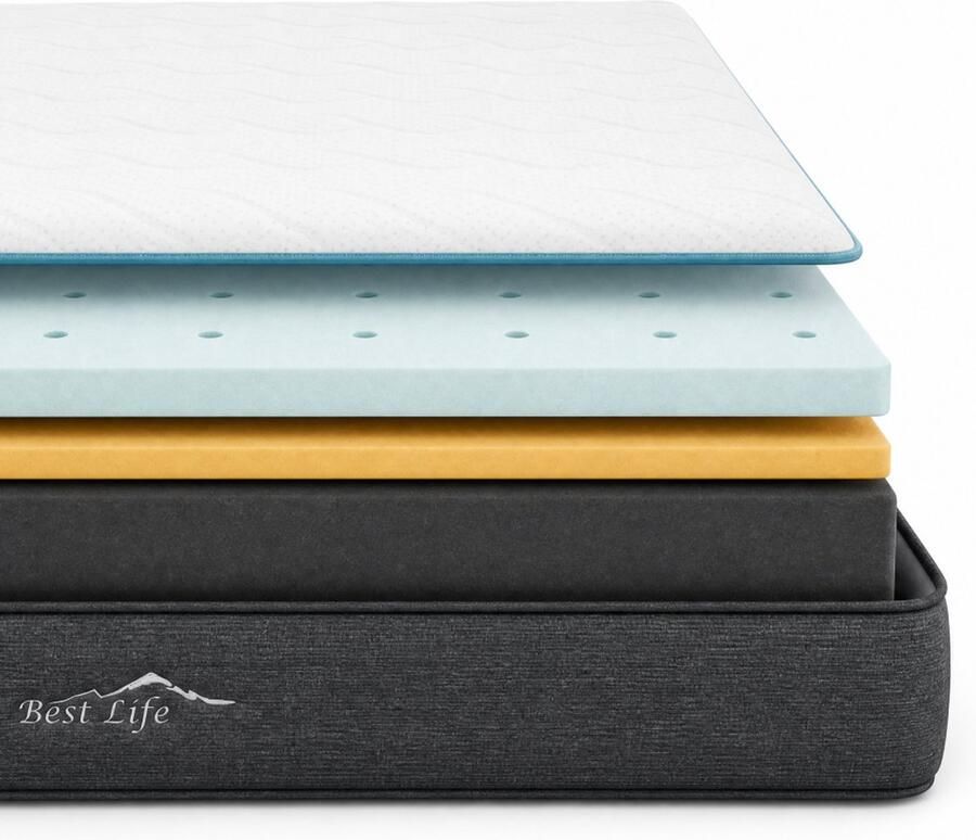 Best Life Matras 140x200 cm Traagschuim & Koudschuim Matras Aanpasbaar Tencel 18 CM 3 Lagen - Foto 2
