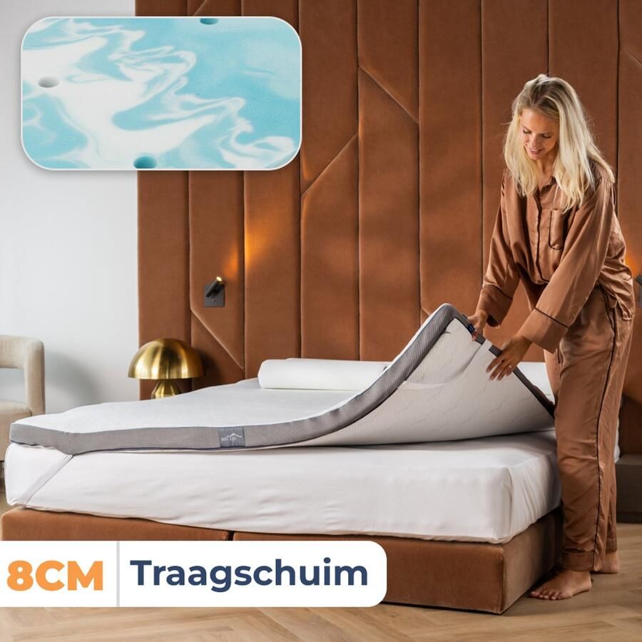 Best Life Matras Topper 200x200 Traagschuim Topdekmatras Tencel Matrastopper Topmatras 8 CM - Foto 3