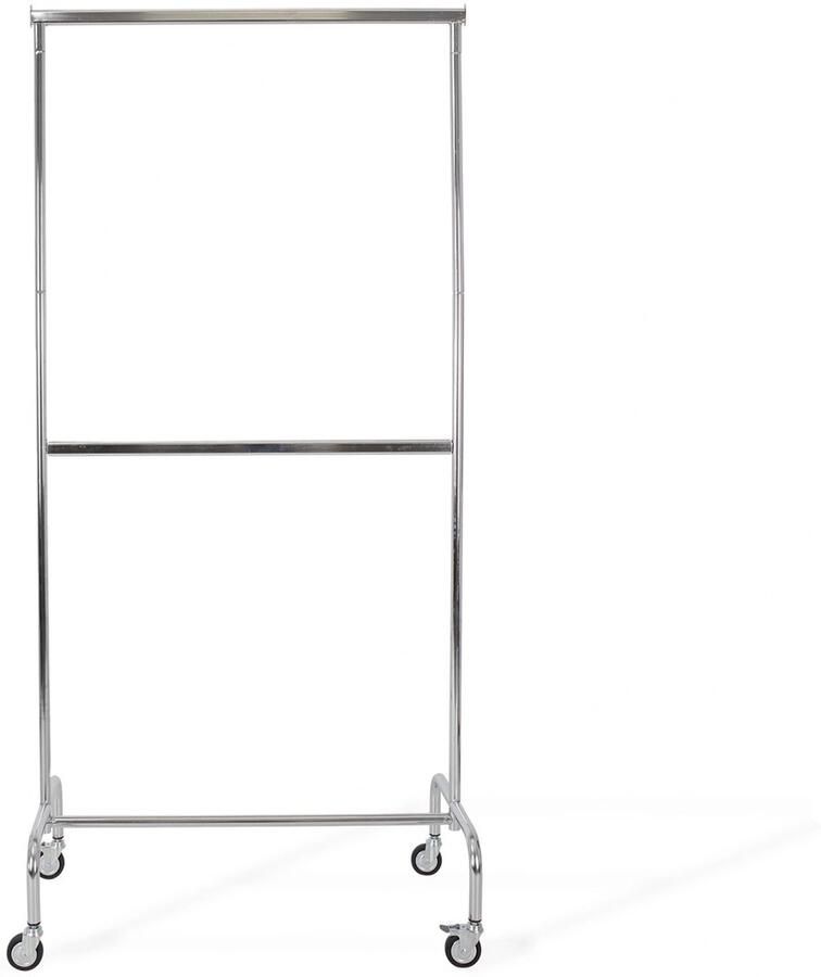 Best Mannequins Kledingrek met vaste tussenbar chroom 100 cm breed op wielen