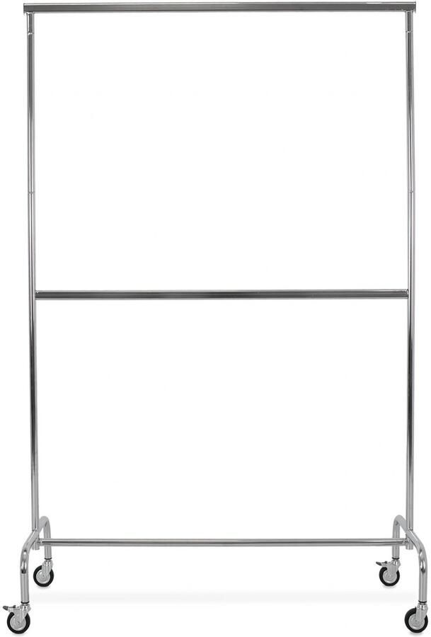 Best Mannequins Kledingrek met vaste tussenbar chroom 140 cm breed op wielen