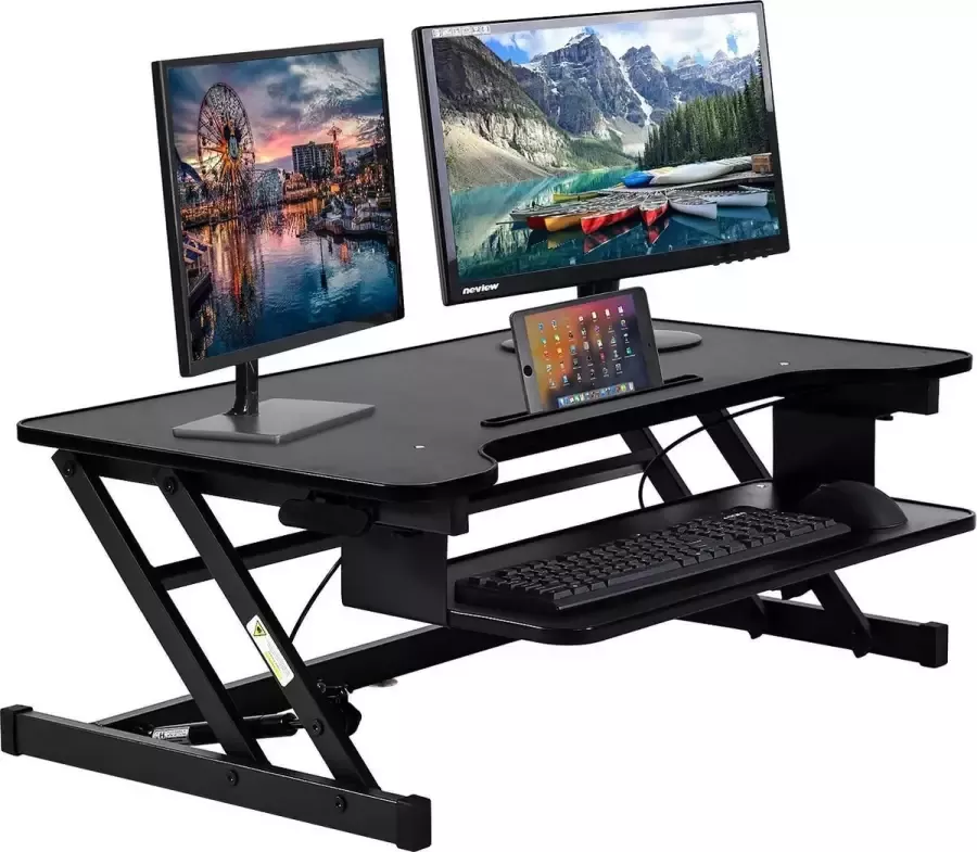 BEST OFFICE FDW-JY-45-Black Verstelbaar sta bureau Verhoger 80 x 52 cm- ergonomisch in hoogte verstelbaar Zwart