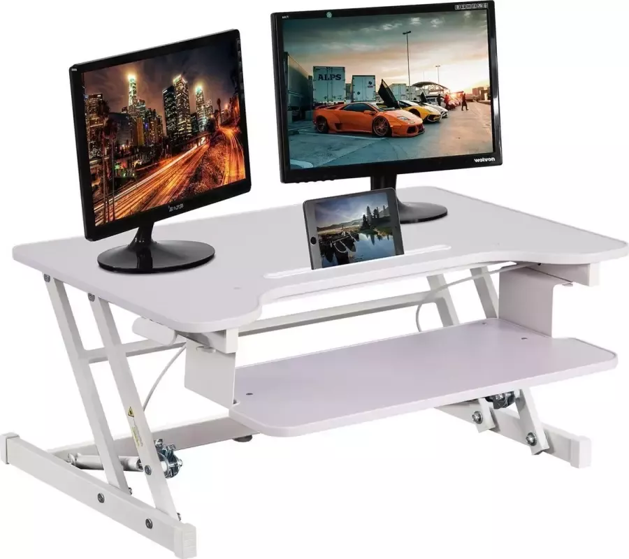 BEST OFFICE FDW-JY-45-White Verstelbaar sta bureau Verhoger 80 x 52 cm ergonomisch in hoogte verstelbaar Wit - Foto 1