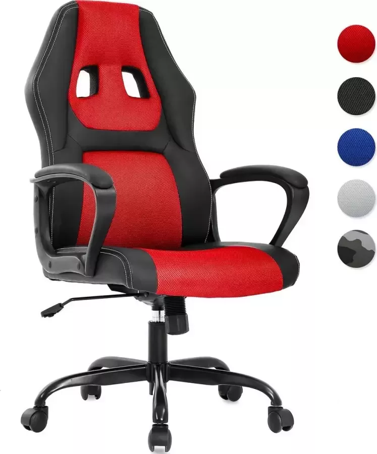 BEST OFFICE OC-SV61-Camo Ergonomische gaming met lendensteun en hoofdsteun PU-leer bureaustoel verstelbaar draaibaar Camouflage