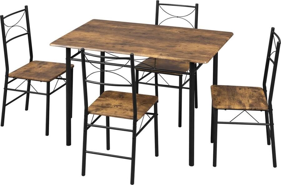 BestelBlij Eetkamer set Eettafel 4 Eettafel stoelen Industriële look 109.5 x 70 x 76.3 cm