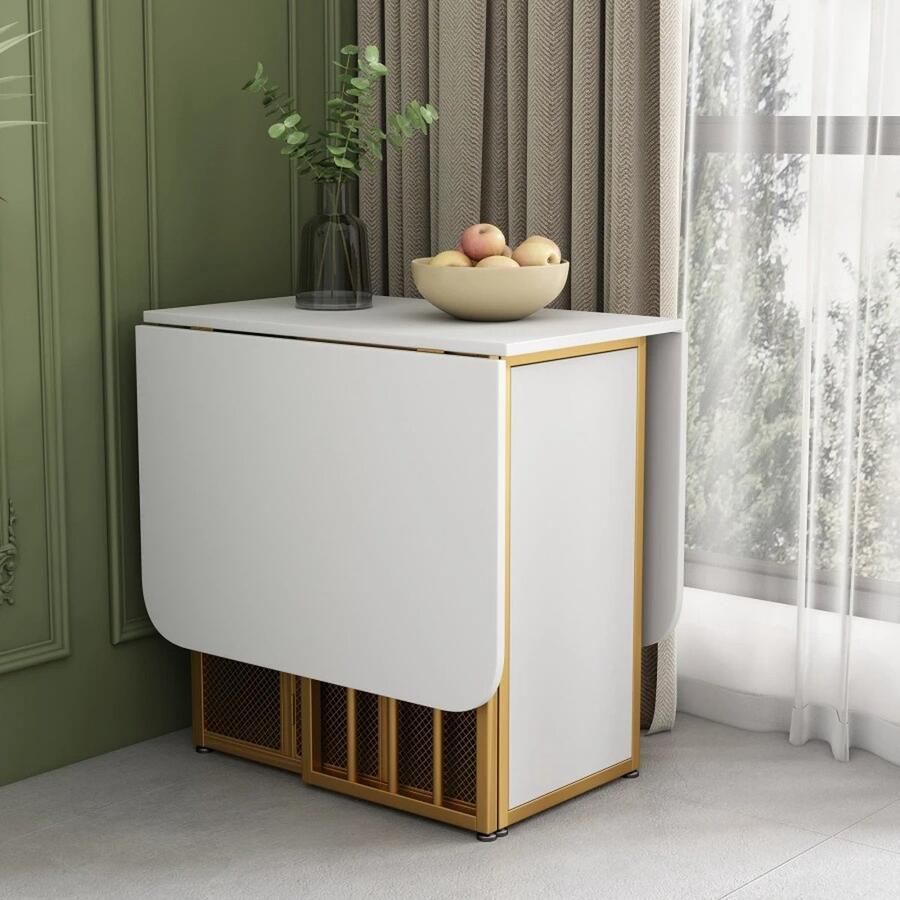 BestelBlij Eettafel Opklapbaar 4-6 personen Wit met Hout 160x70x75 cm