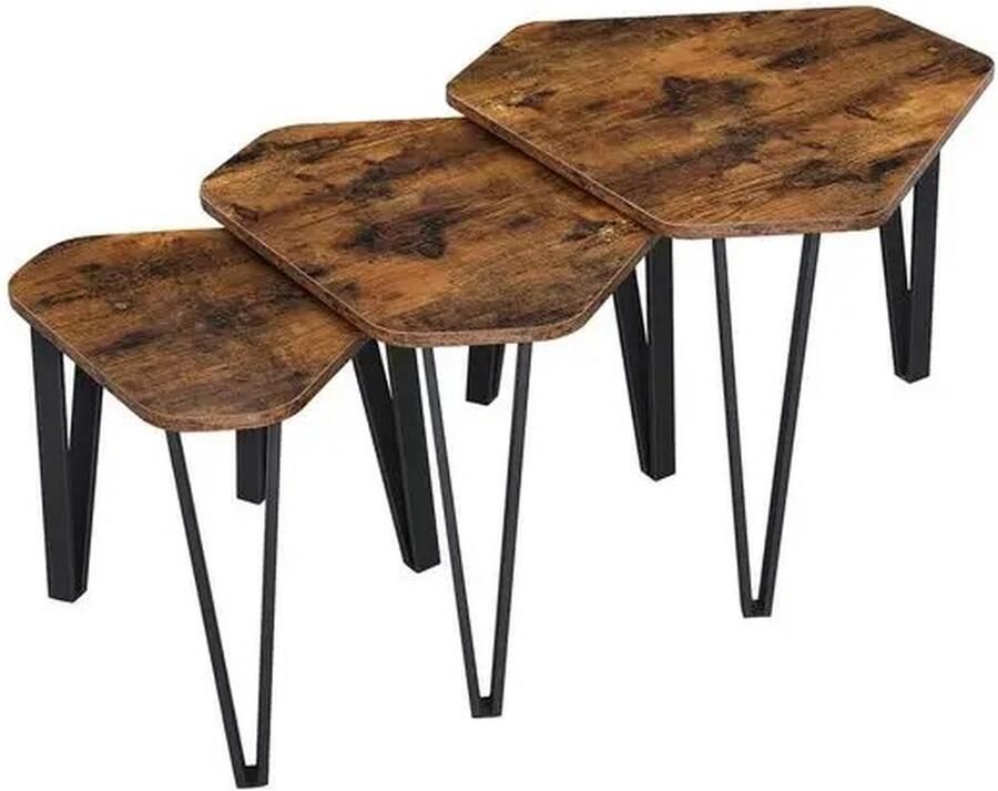 BestelBlij Salontafel Set van 3 Vasagle Metalen onderstel In elkaar schuifbaar