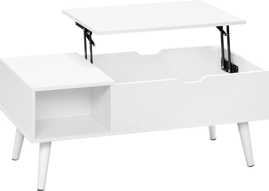 BestelBlij Salontafel Wit In hoogte verstelbaar Met opbergruimte 100x50x43 cm