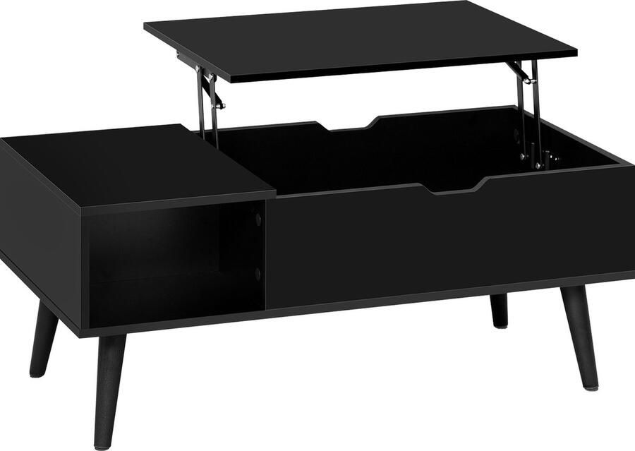 BestelBlij Salontafel Zwart In hoogte verstelbaar Met opbergruimte 100x50x43 cm