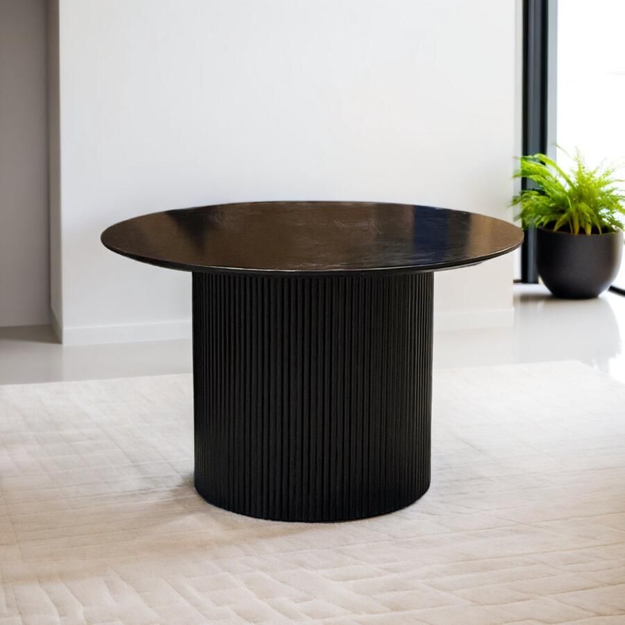 BestHomeDeals Eettafel Commodore Rond Zwart Mangohout 120cm