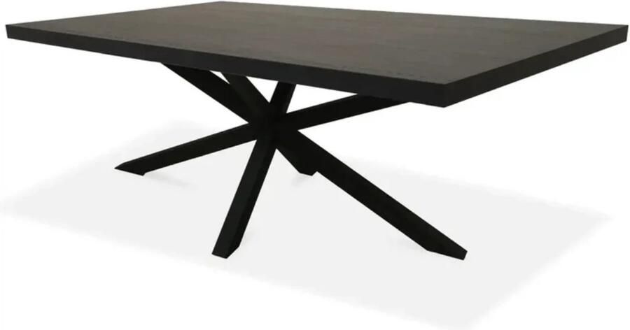 BestHomeDeals Eettafel Rechthoek Zwart Mangohout 180x100x76cm Spinpoot Metaal Mat Gelakt