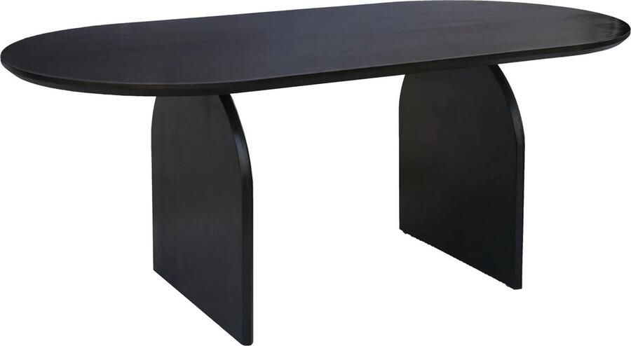 BestHomeDeals Ovale Eettafel Sky Zwart Acaciahout 200cm x 105cm x 76cm