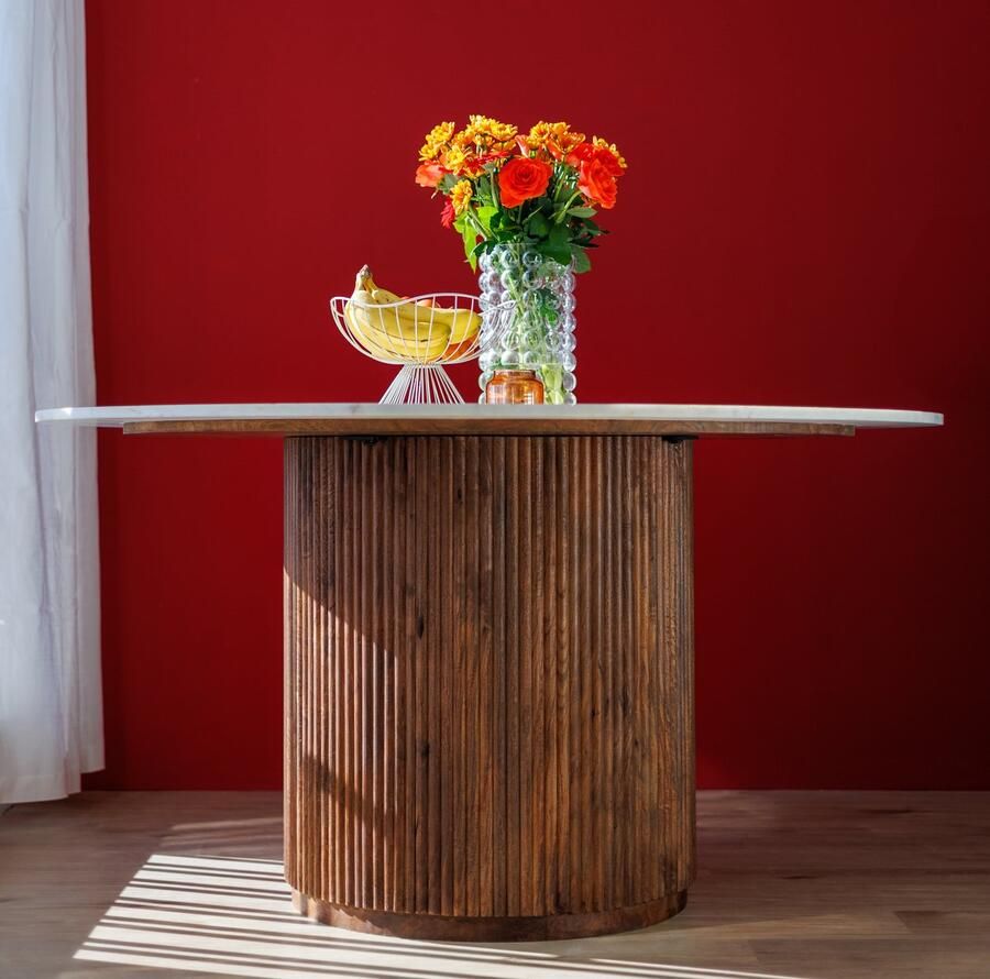 BestHomeDeals Wit Marmeren Ronde Eettafel MALIBU 120cm