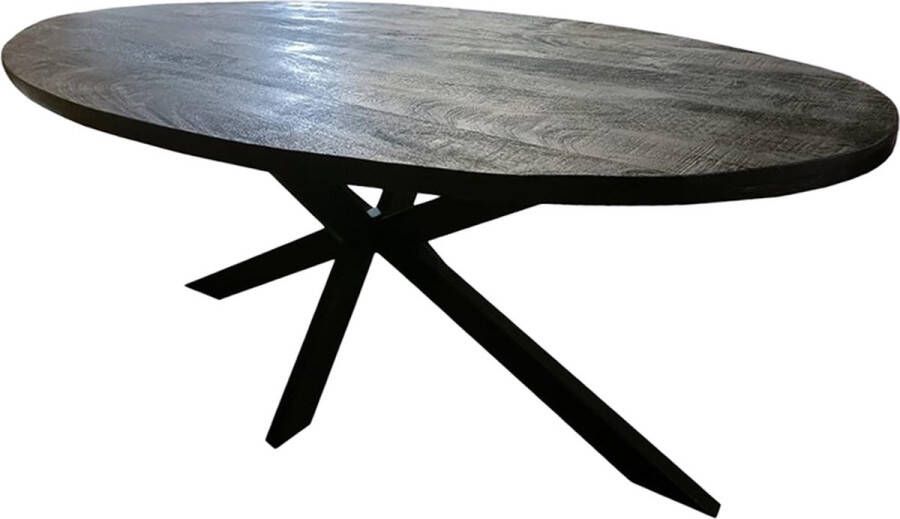 BestHomeDeals Ovale Eettafel Zwart Mangohout 160cm