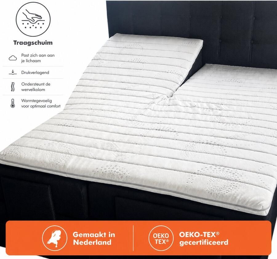 Bestrest Bedden Topdekmatras -180x210 8cm (MET SPLIT) Split Topper Traagschuim Topmatras Memoryfoam - Foto 2
