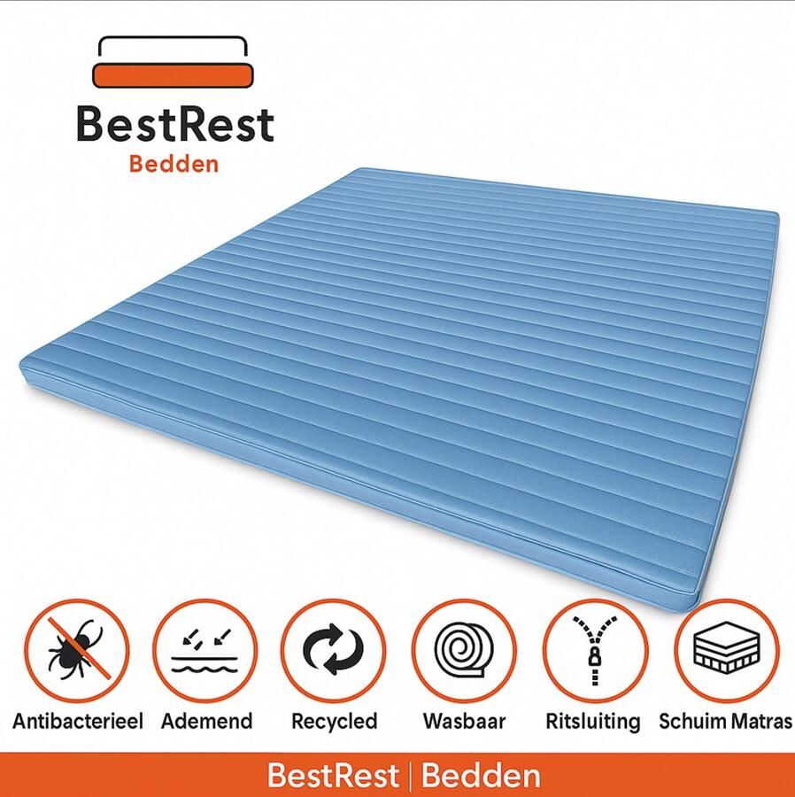 Bestrest Bedden Topper Matras 180x200 12cm dik Hotel XXL- Nasa Traagschuim Afritsbaar wasbaar 3D Ventilatieband Drukverlagend Topmatras Topdekmatras