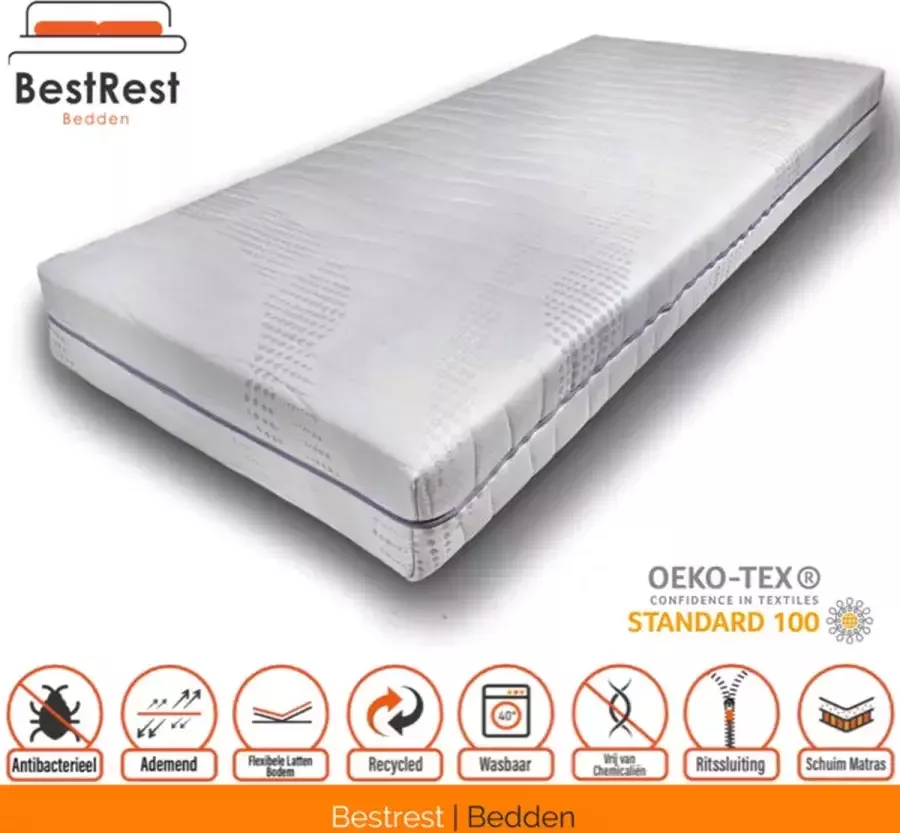Bestrest Bedden Koudschuim matras Hybride Foam 130x210cm 21cm Matrasdikte CoolTouch Hoes Afritsbaar Wasbaar Hotel Kwaliteit