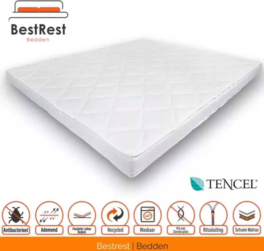 Bestrest Bedden Tencel Topdekmatras HR Koudschuim Hybride TechnologieTopdekmatras Topper Koudschuim Hybride topper 90x200cm ca 12cm dik