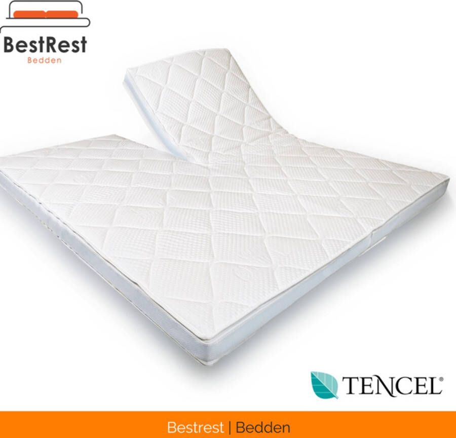 Bestrest Bedden Topdekmatras 160x200 (MET SPLIT) Split Topper Traagschuim Topmatras Memoryfoam Tencel Hoes Ergonomisch ca. 12cm dik