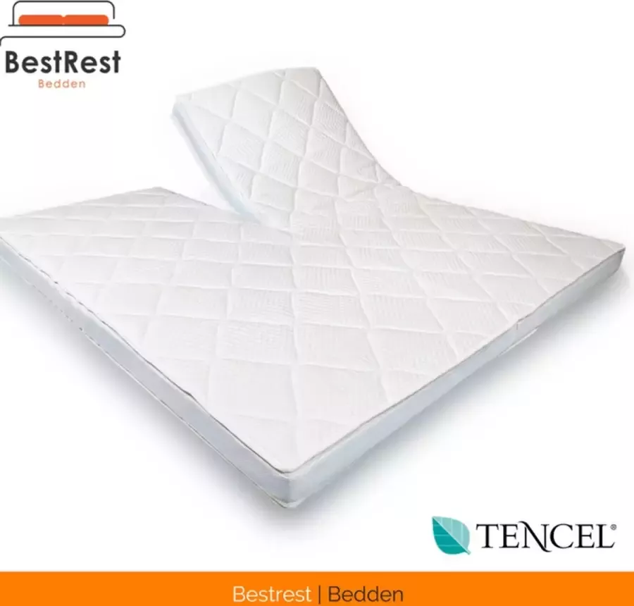 Bestrest Bedden Topdekmatras 180x200 (MET SPLIT) Split Topper Koudschuim Topmatras Tencel Hoes Wit Veerkrachtig
