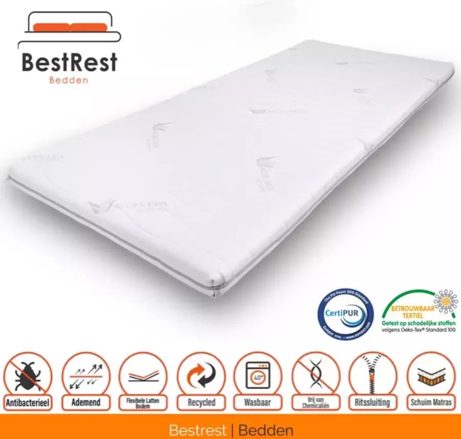 Bestrest Bedden Topdekmatras Nasa Traagschuim Aloe Vera Circa 7cm dik 160x200cm - Foto 2
