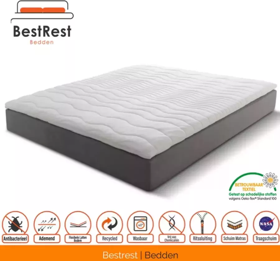 Bestrest Bedden Topdekmatras Topper 90x190 Nasa Visco Platina foam Traagschuim 7cm dik - Foto 2
