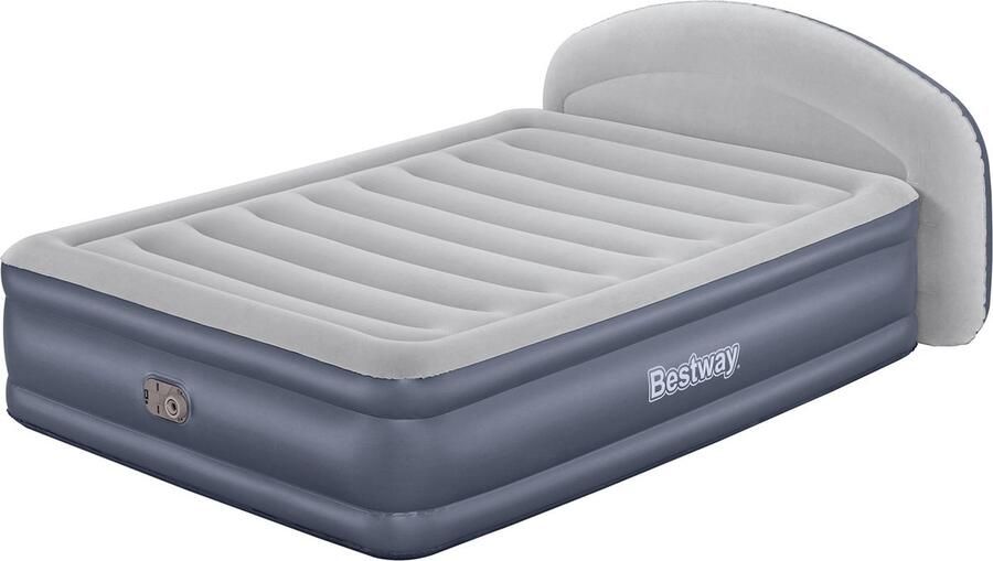 Bestway Tritech LoungeLux Queen Luchtmatras met Hoofdbord en Ingebouwde AC-Pomp 2 29 m x 1 52 m x 84 cm