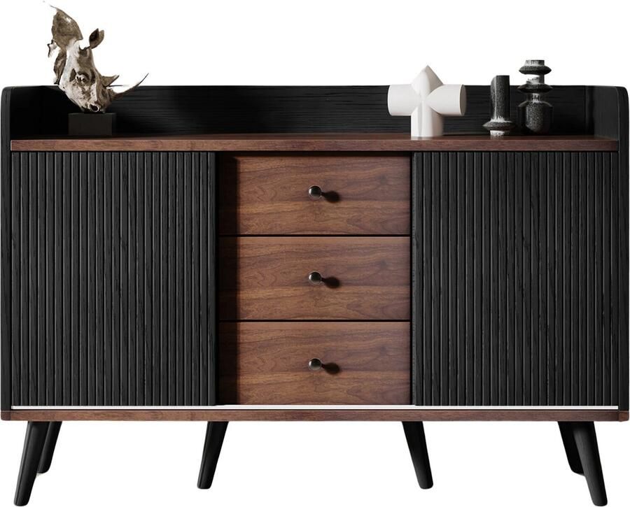 Betaalbare goederen Dressoir 3 Laden Zwart Dressoir Kasten Dressoirs Woonkamer Met Opbergplanken