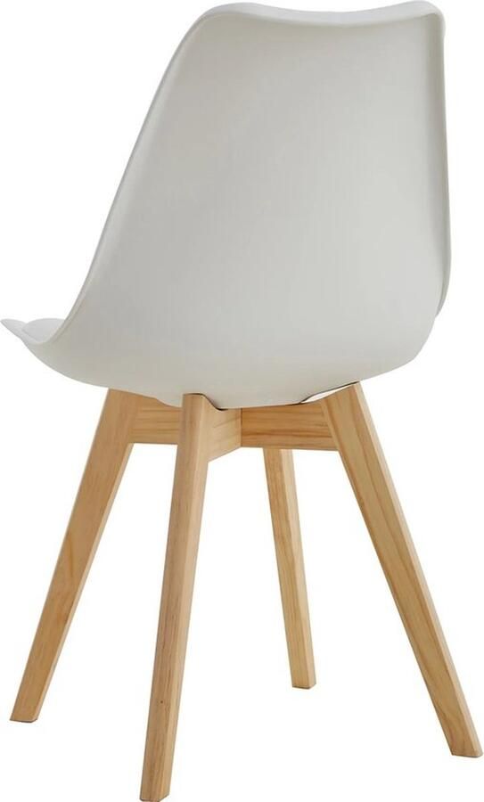 Mrs. Jones Eetkamer Stoelen Set van 4 Wit Gewatteerde Lerenstoel Houten Poten