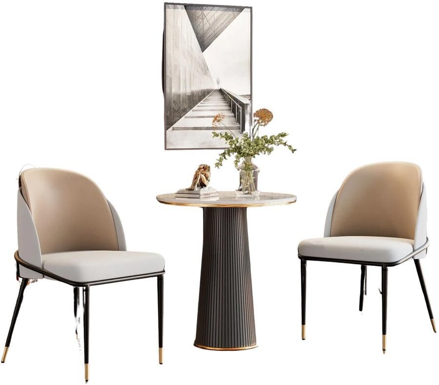 Betaalbare goederen Eetkamerstoel Bruin set van 2 eetkamerstoelen met armleuning eetkamer stoelen