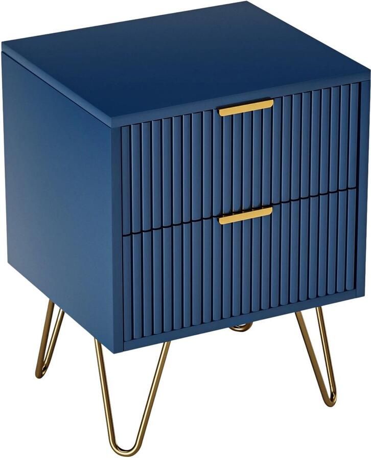 Betaalbare goederen Nachtkastje 2 Lades Blauw Nachtkastjes Modern Klassiek Nachtkastje Hout