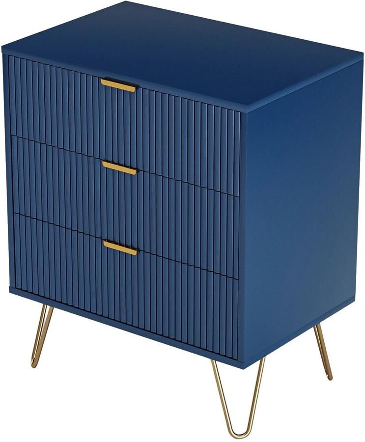 Betaalbare goederen Nachtkastje 3 Lades Blauw Nachtkastjes Modern Klassiek Nachtkastje Hout
