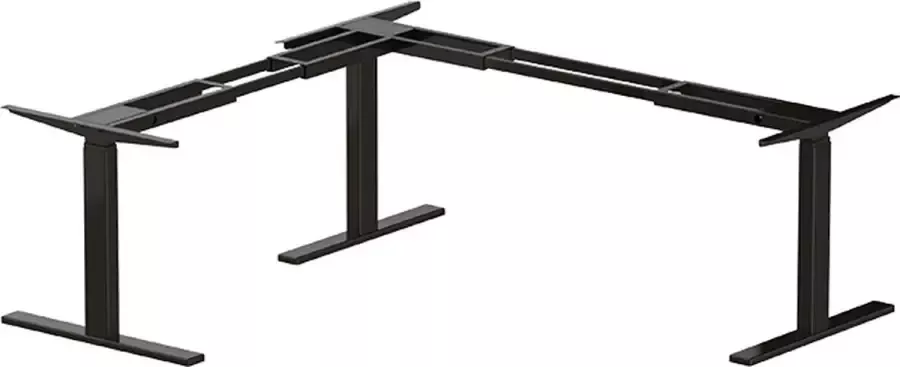 Betaalbarewerkplek Zit Sta hoekbureau Elektrisch verstelbaar onderstel Frame zwart Geschikt voor bureaublad formaat 140 200 cm bij 120 180 cm| met geheugenfunctie In hoogte verstelbaar van 61-126 cm