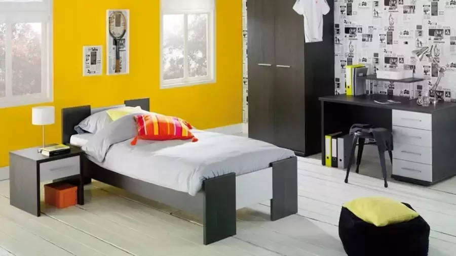 Beter Bed Basic Bed Woody 90 x 210 cm donkergrijs aluminium