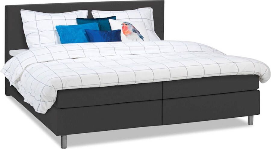 Beter Bed Basic Beddenreus Box Colorado vlak met gestoffeerd matras Tweepersoons 180 x 200 cm Antraciet