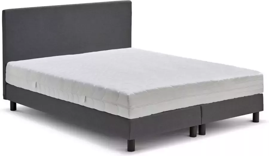Beter Bed Basic Beter Bed Ambra Complete Boxspring met Silver Pocket Deluxe Foam matras en verstelbaar hoofdbord 120 x 200 cm Grijs