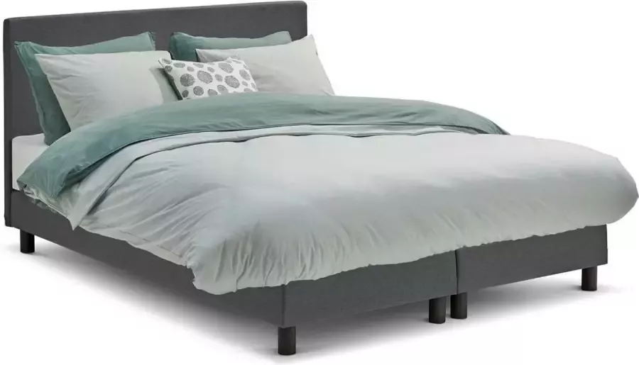 Beter Bed Basic Beter Bed Ambra Complete Boxspring met Silver Pocket Deluxe Foam Matras 140x200 cm Donkergrijs