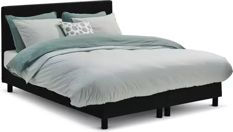 Beter Bed Basic Beter Bed Ambra Complete Boxspring met Silver Pocket Deluxe Foam matras en verstelbaar hoofdbord 140 x 200 cm Zwart - Foto 3