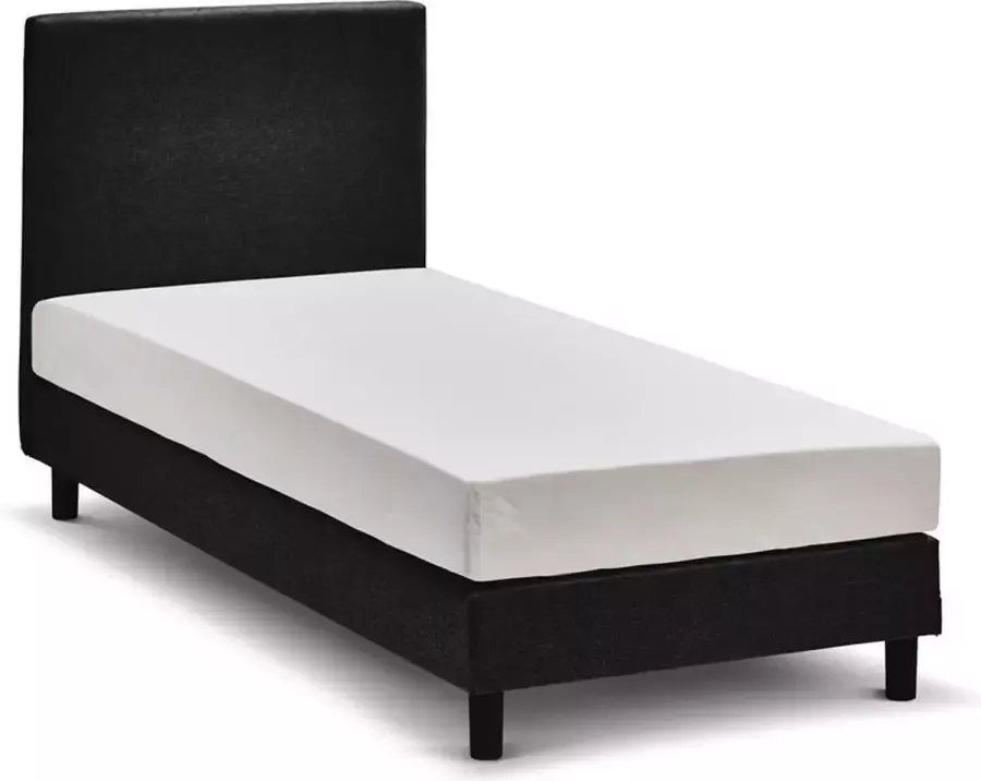 Beter Bed Basic Beter Bed Ambra Complete Boxspring met Silver Pocket Deluxe Foam matras en verstelbaar hoofdbord 90 x 200 cm Zwart