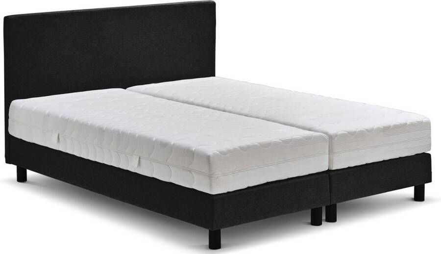 Beter Bed Basic Beter Bed Ambra Complete Boxspring met Silver Pocket Deluxe Foam matras en verstelbaar hoofdbord 180 x 200 cm Zwart