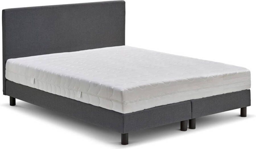 Beter Bed Basic Beter Bed Ambra Complete Boxspring met Silver Pocket Deluxe Foam matras en verstelbaar hoofdbord 160 x 200 cm Grijs