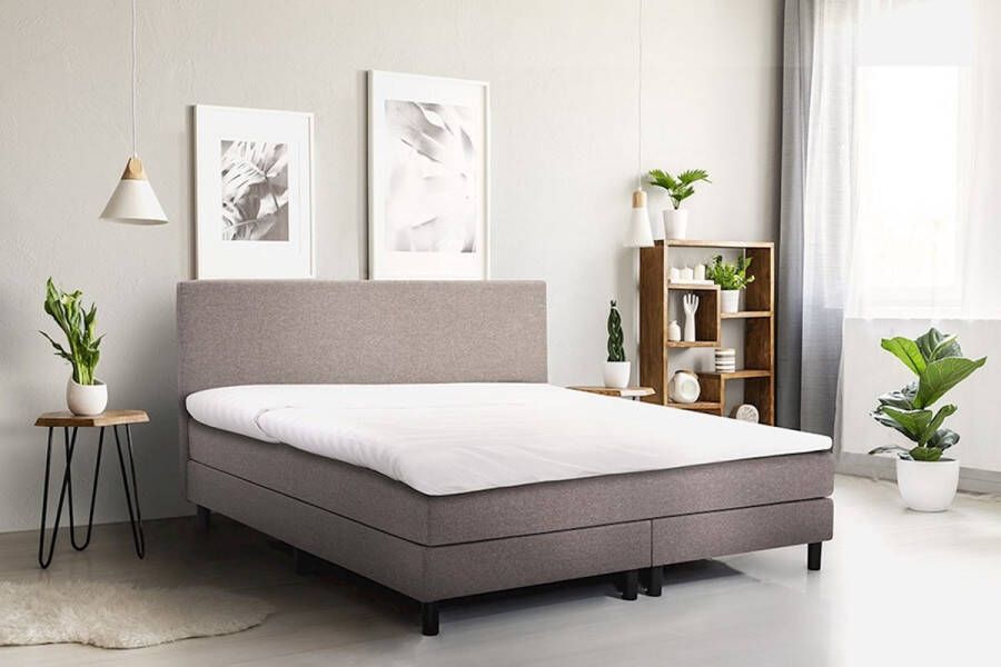 Beter Bed Basic Boxspring Bellino vlak met gestoffeerd matras 120 x 200 cm lichtgrijs