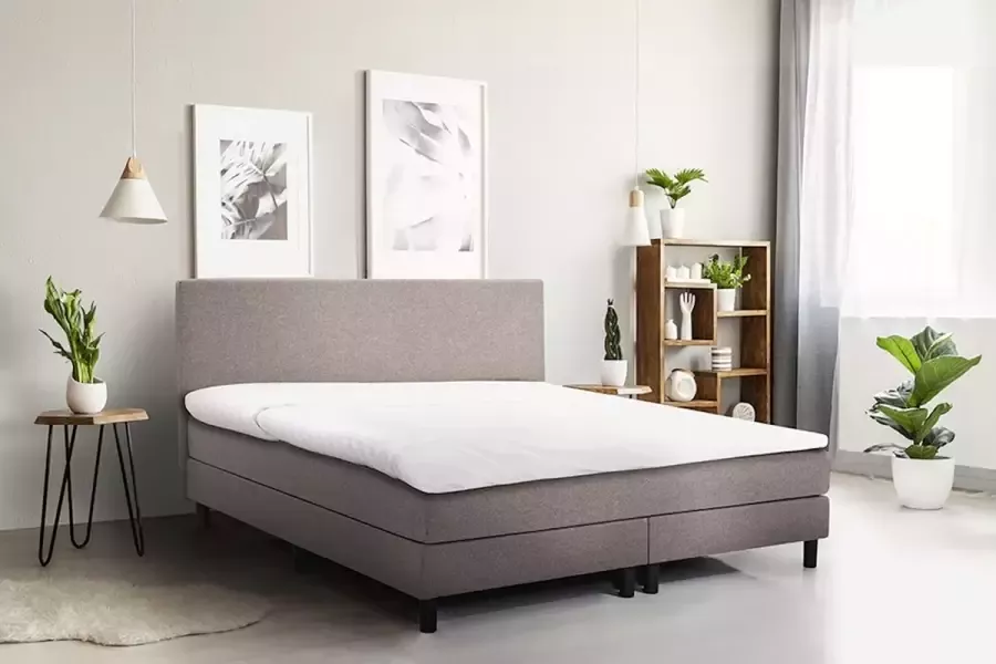 Beter Bed Basic Boxspring Bellino vlak met gestoffeerd matras 2-persoons 140 x 200 cm lichtgrijs