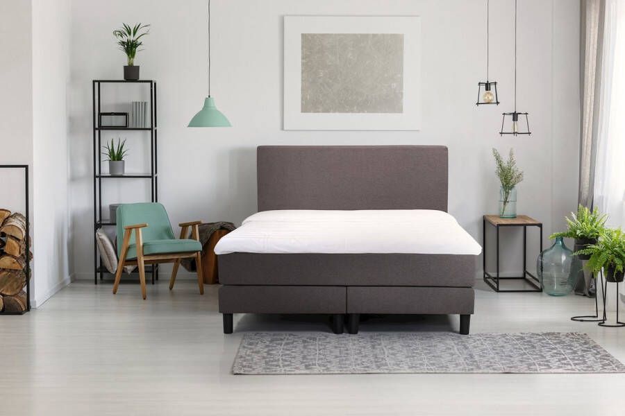 Beter Bed Basic Boxspring Bellino vlak met gestoffeerd matras 140 x 200 cm donkergrijs