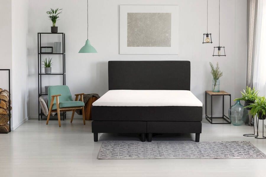 Beter Bed Basic Boxspring Bellino vlak met gestoffeerd matras 160 x 200 cm zwart