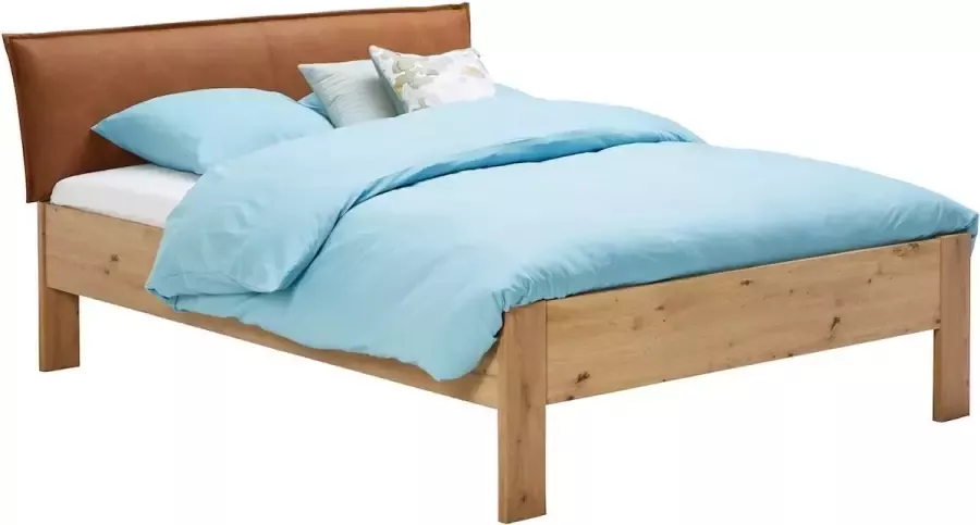 Beter Bed Beddenreus bed Space met lederlook hoofdbord 120 x 200 cm eiken + bruin