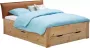 Beter Bed Beddenreus bed Space met lederlook hoofdbord en opbergladen 120 x 200 cm eiken + bruin - Thumbnail 2