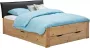 Beter Bed Beddenreus bed Space met lederlook hoofdbord en opbergladen 120 x 200 cm eiken + zwart - Thumbnail 2