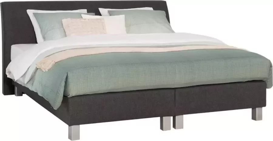 Beter Bed Beddenreus Morero Complete Boxspring met Polyether Matras 160x200 cm Antraciet