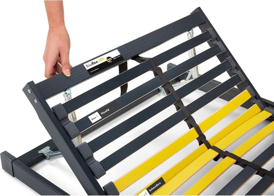 Beter Bed Select Beter Bed Bossflex 400 Lattenbodem 80 x 200 cm Handverstelbaar Bedbodem Max. 120kg Antraciet Geel